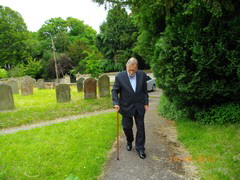 Kevin Smyth entering the churchyard